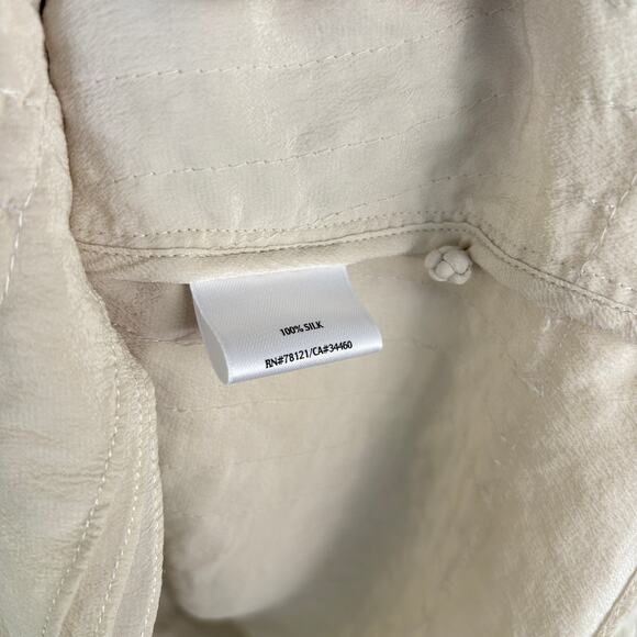 Eileen Fisher Quilted Silk Jacket M MP PM White Cream Capsule Black Button Luxe - Picture 3 of 7